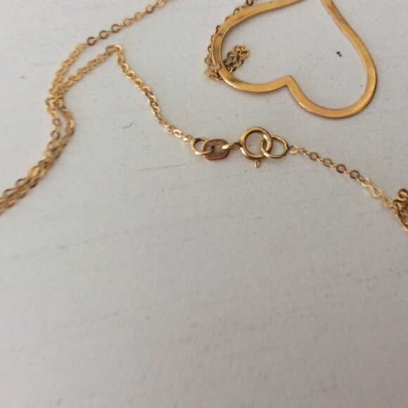 14k solid gold open heart necklace - Picture 5 of 9